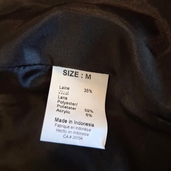 NWOT tara vao Unique Designed Quality Black Wool Blend Fall Winter Pea Coat - Picture 11 of 14